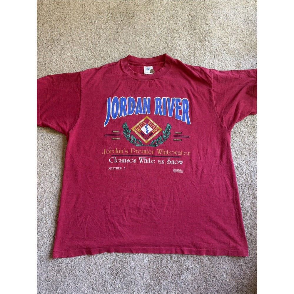 Vintage T Shirt Mens XL Red Christian Tee Jesus 90s Y2K Jordan River Messiah